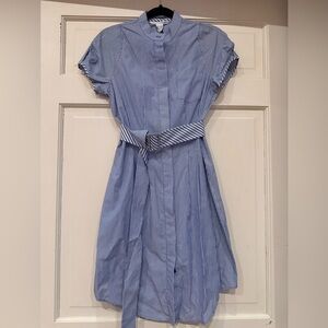 Diane Von Furstenberg Blue and White Pin Striped Dress